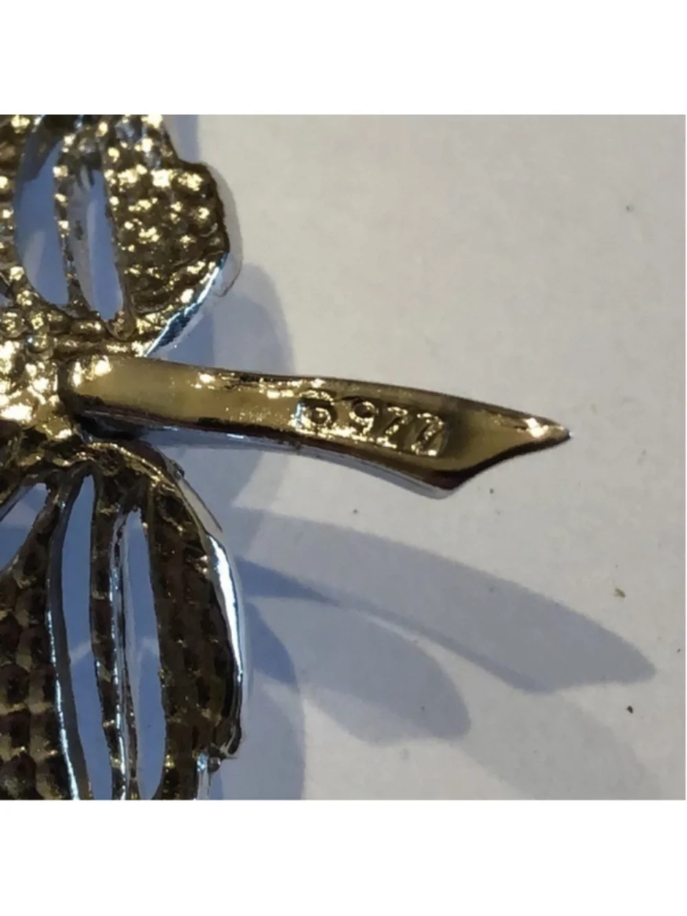Marcel Boucher 977 Signed Silver Tone Leaf Brooch Shoulder Pin